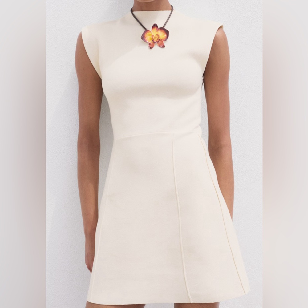 MNG  FLARED KNIT DRESS WITH PERKINS COLLAR